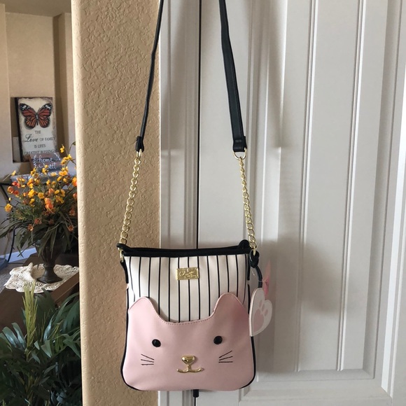 🌸NWT! BETSEY JOHNSON BLUSH CAT CROSS BODY BAG - Picture 2 of 6